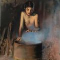 Boy making fire