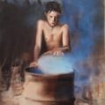 Boy making fire